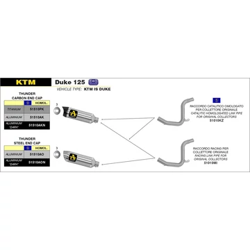 Arrow komplett leömlő (Rozsdamentes acél "Katalizátoros" - KTM DUKE 125/200 - 2011-2016)