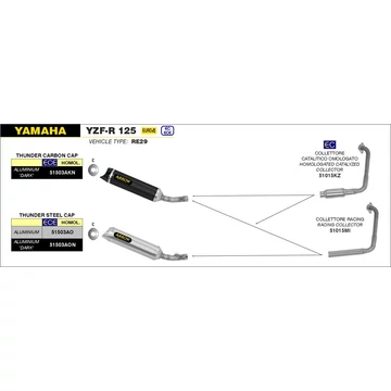 Arrow komplett leömlő (Rozsdamentes acél "Katalizátoros" - Yamaha YZF-R 125 - 2017-2018)