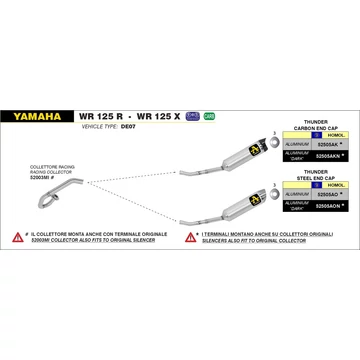 Arrow komplett leömlő (Rozsdamentes acél "Katalizátor nélküli" - Yamaha WR 125 R/X - 2009-2016)
