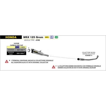 Arrow komplett leömlő (Rozsdamentes acél "Katalizátor nélküli" - Honda MSX 125 Grom - 2021-2022)