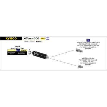 Arrow középső összekötő cső (Rozsdamentes acél "Katalizátor nélküli" - Kymco X-Town 300 - 2017-2020)