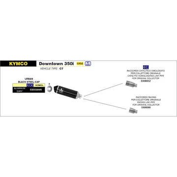 Arrow középső összekötő cső (Rozsdamentes acél "Katalizátor nélküli" - Kymco Downtown 350i - 2016-2019)