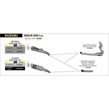 Arrow középső összekötő cső (Rozsdamentes acél "Katalizátor nélküli" - Suzuki GSX-R 600/750 I.E. - 2006-2007)