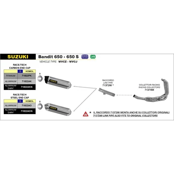 Arrow komplett leömlő (Rozsdamentes acél "Katalizátor nélküli" - Suzuki GSF/GSX 650/1250 F/Bandit - 2007-2016)
