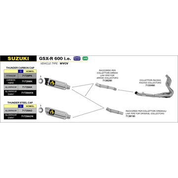 Arrow középső összekötő cső (Rozsdamentes acél "Katalizátor nélküli - Arrow leömlőhöz" - Suzuki GSX-R 600/750 I.E. - 2008-2010)