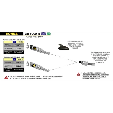 Arrow középső összekötő cső (Rozsdamentes acél "Katalizátor nélküli" - Honda CB 1000 R - 2008-2017)