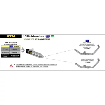 Arrow komplett leömlő (Rozsdamentes acél "Katalizátoros" - KTM 1050/1090/1190/1290 Adventure/Super Adventure - 2013-2020)