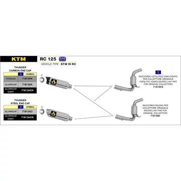 Arrow középső összekötő cső (Rozsdamentes acél "Katalizátor nélküli" - KTM RC 125/390 - 2015-2016)