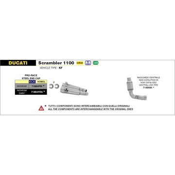 Arrow középső összekötő cső (Rozsdamentes acél - Ducati Scrambler 1100 - 2018-2020)