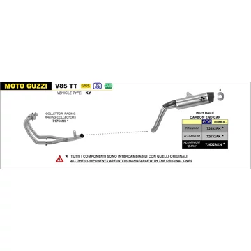 Arrow komplett leömlő (Rozsdamentes acél "Katalizátor nélküli" - Moto Guzzi V 85 TT - 2021-2023)