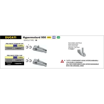 Arrow középső összekötő cső (Rozsdamentes acél - Ducati Hypermotard 950/950 SP - 2022-2023)