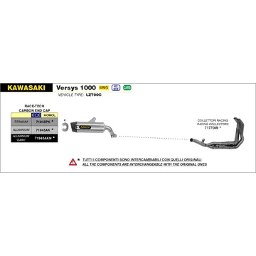 Arrow komplett leömlő (Rozsdamentes acél "Katalizátor nélküli" - Kawasaki Versys 1000 - 2021-2023)