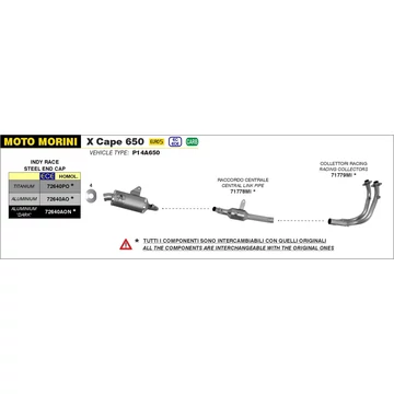 Arrow komplett leömlő (Rozsdamentes acél - Moto Morini X-Cape 650 - 2022-2023)