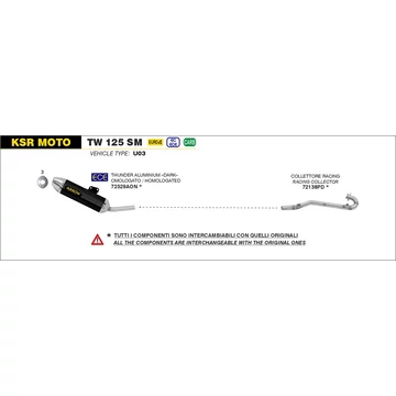 Arrow komplett leömlő (Rozsdamentes acél "Katalizátor nélküli" - KSR Moto TW 125 SM - 2017-2020)