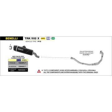 Arrow komplett leömlő (Rozsdamentes acél "Katalizátor nélküli" - Benelli TRK 502 X - 2021-2023)