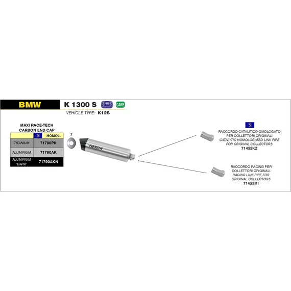 Arrow középső összekötő cső (Katalizátoros - BMW K1300 S/R  -  2009-2016)