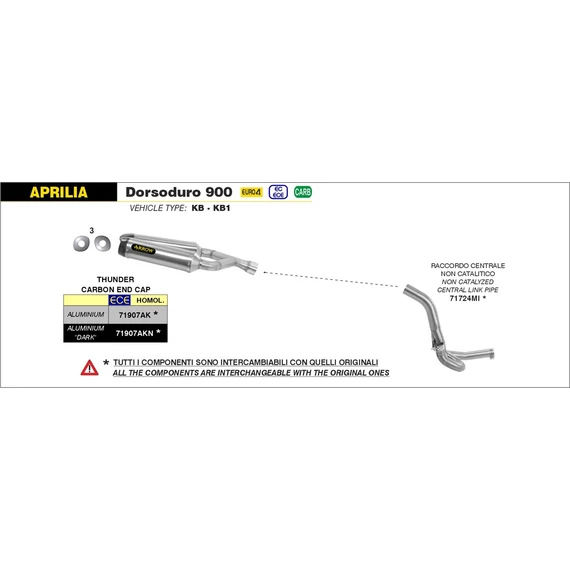 Arrow középső összekötő cső (Rozsdamentes acél - Aprilia Dorsoduro 900 - 2017-2019)