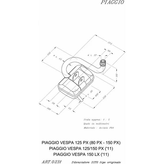 SITO kipufogórendszer (VESPA)