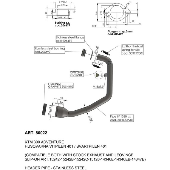 LeoVince HEADER PIPES kipufogó leömlő (HUSQVARNA / KTM)