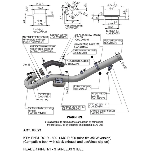 LeoVince HEADER PIPES kipufogó leömlő (GAS GAS / KTM)