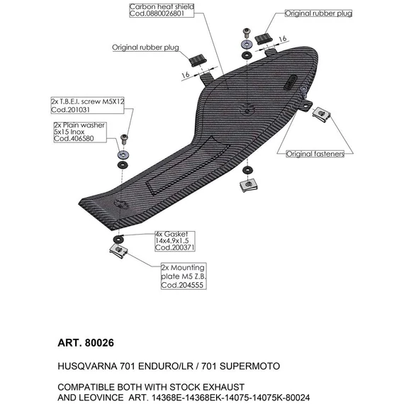LeoVince HEAT SHIELD kipufogó hővédő burkolat (HUSQVARNA)